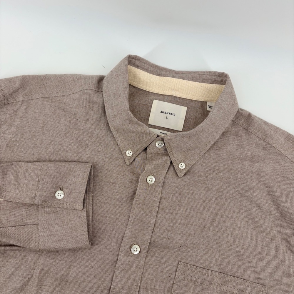 Billy Reid Men's Button-Down Shirt in Taupe Brown